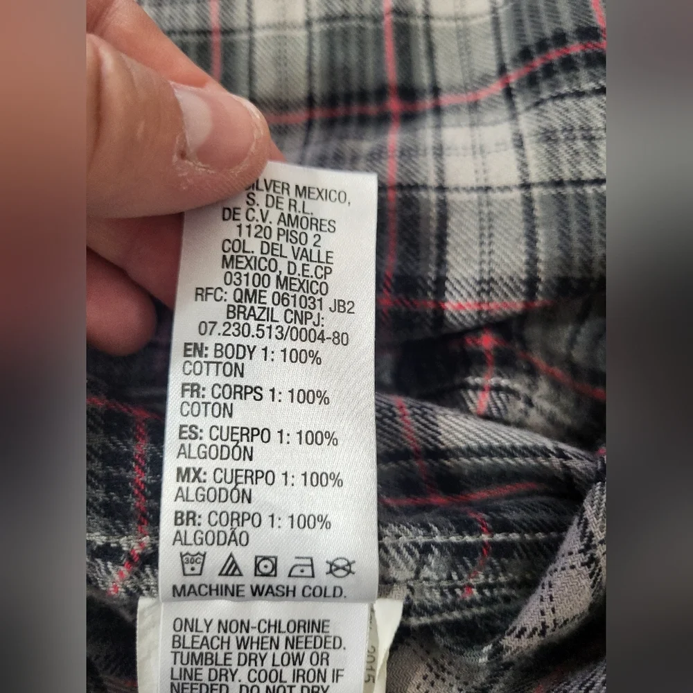 Quiksilver Gray and Green Plaid Button Shirt, Size Large - Picture 3 of 6